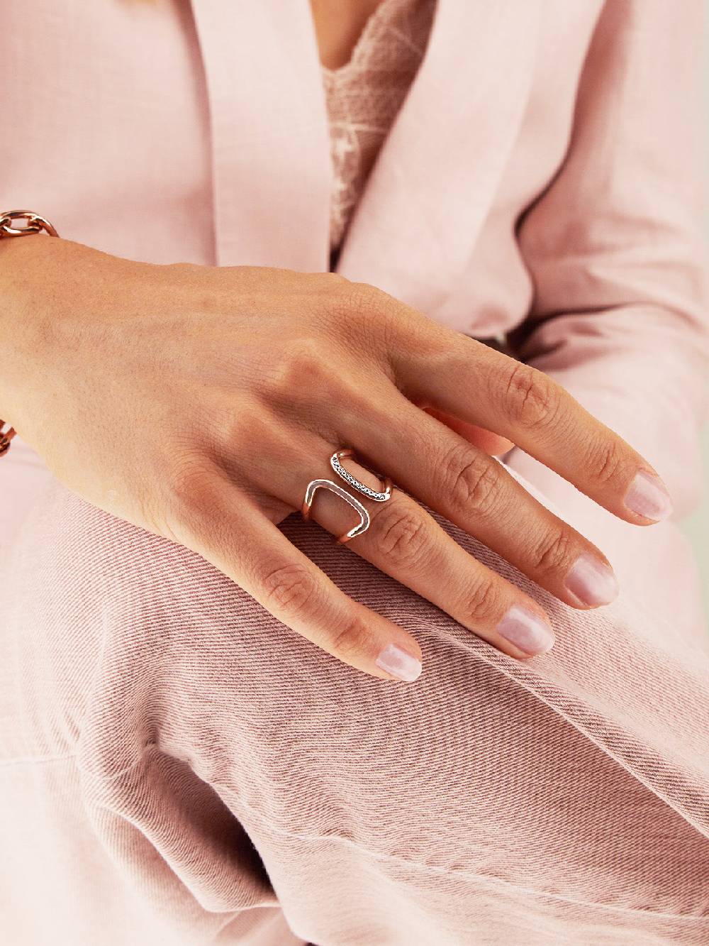 Nanis Anello "libera" A Fascia In Oro Rosa E Diamanti – Nanis Italian Jewels