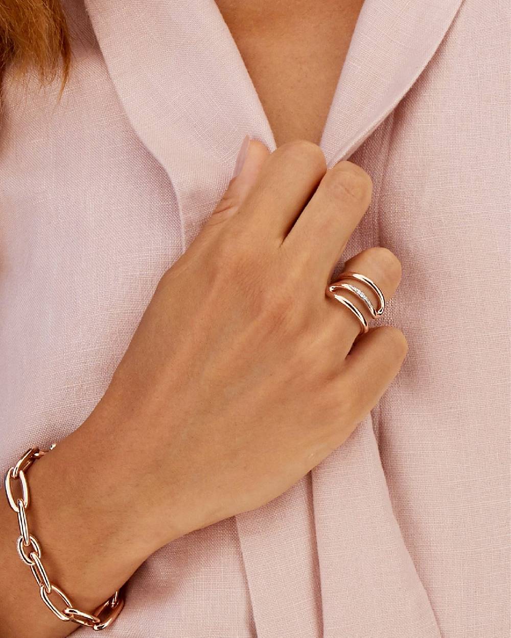 Nanis Anello "LIBERA" A Spirale In Oro Rosa E Diamanti – Nanis Italian Jewels