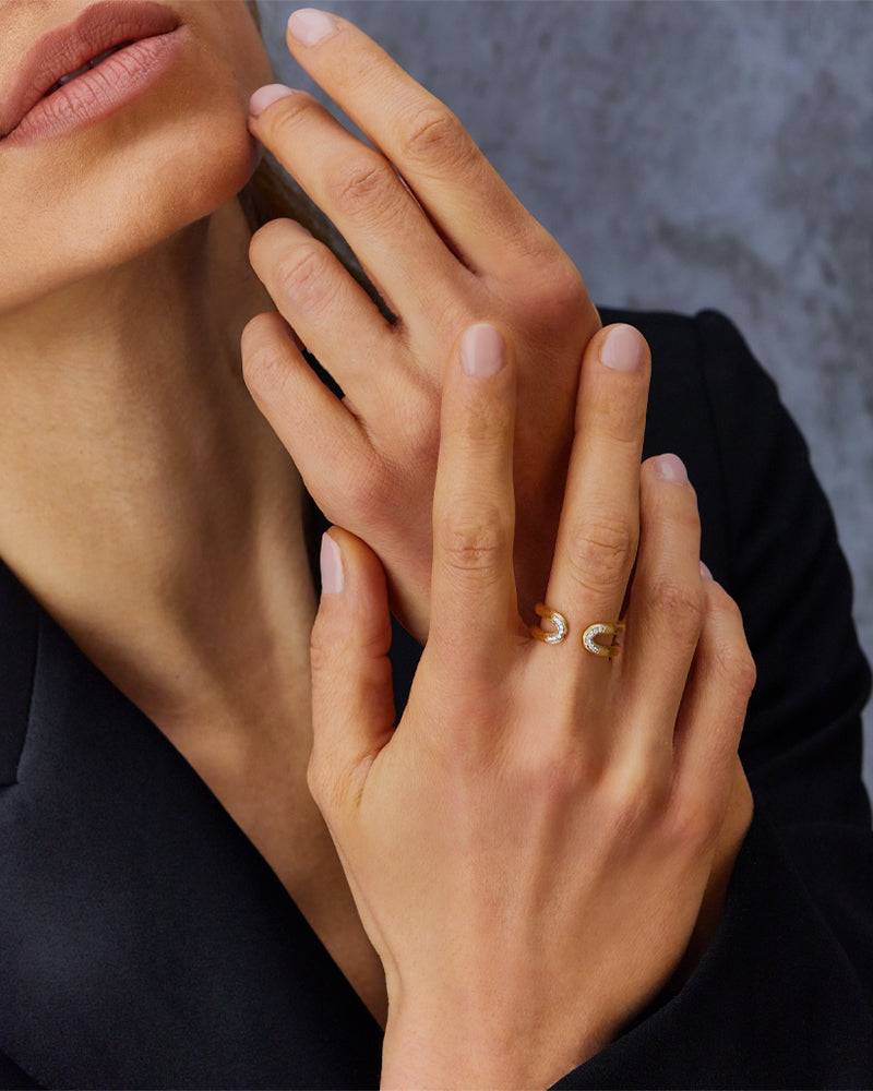 Nanis Anello "LIBERA" Aperto In Oro E Diamanti – Nanis Italian Jewels