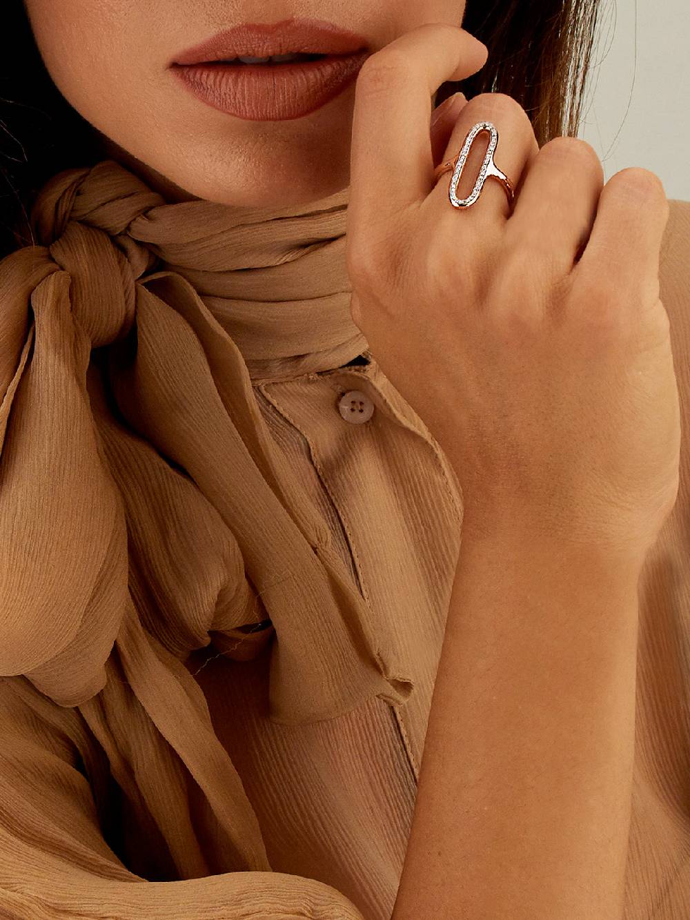 Nanis Anello "libera" Con Elemento Ovale In Oro Rosa E Diamanti (grande) – Nanis Italian Jewels