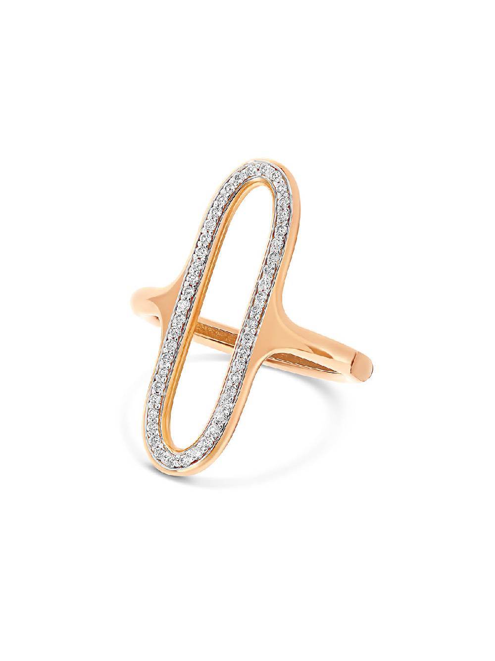 Nanis Anello "libera" Con Elemento Ovale In Oro Rosa E Diamanti (grande) – Nanis Italian Jewels