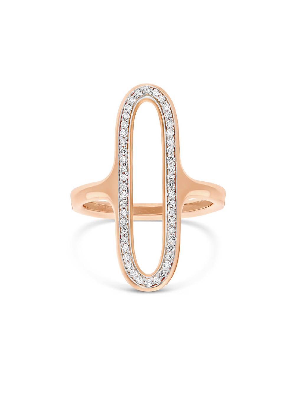 Nanis Anello "libera" con elemento ovale in oro rosa e diamanti (grande) – Nanis Italian Jewels