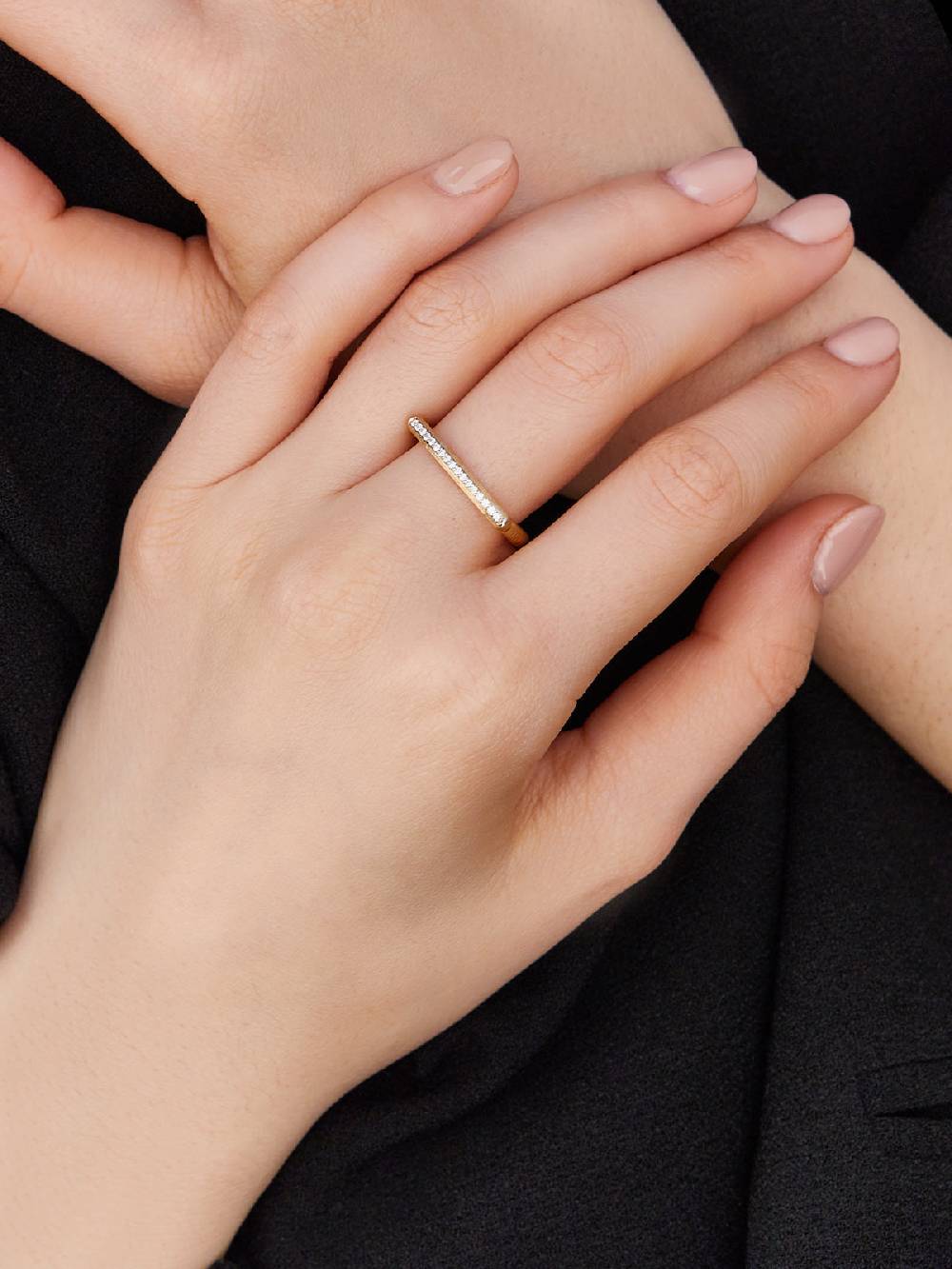 Nanis Anello "LIBERA" Essenziale In Oro E Pavé Di Diamanti – Nanis Italian Jewels