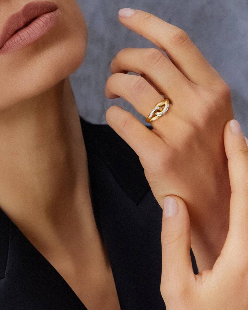 Nanis Anello "LIBERA" Intrecciato In Oro E Diamanti – Nanis Italian Jewels