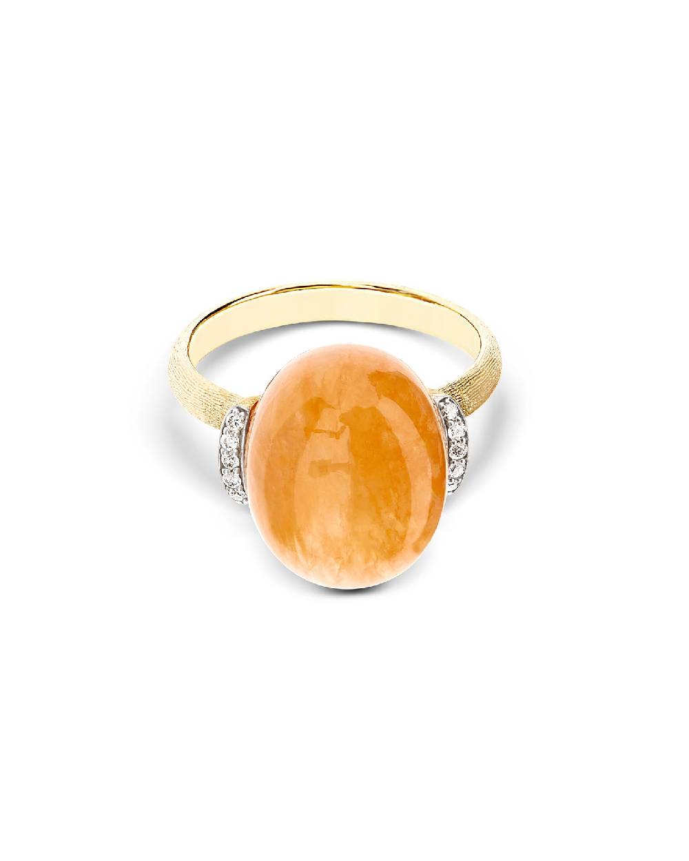 Nanis Anello "PETRA" In Oro, Diamanti E Avventurina Arancione (grande) – Nanis Italian Jewels
