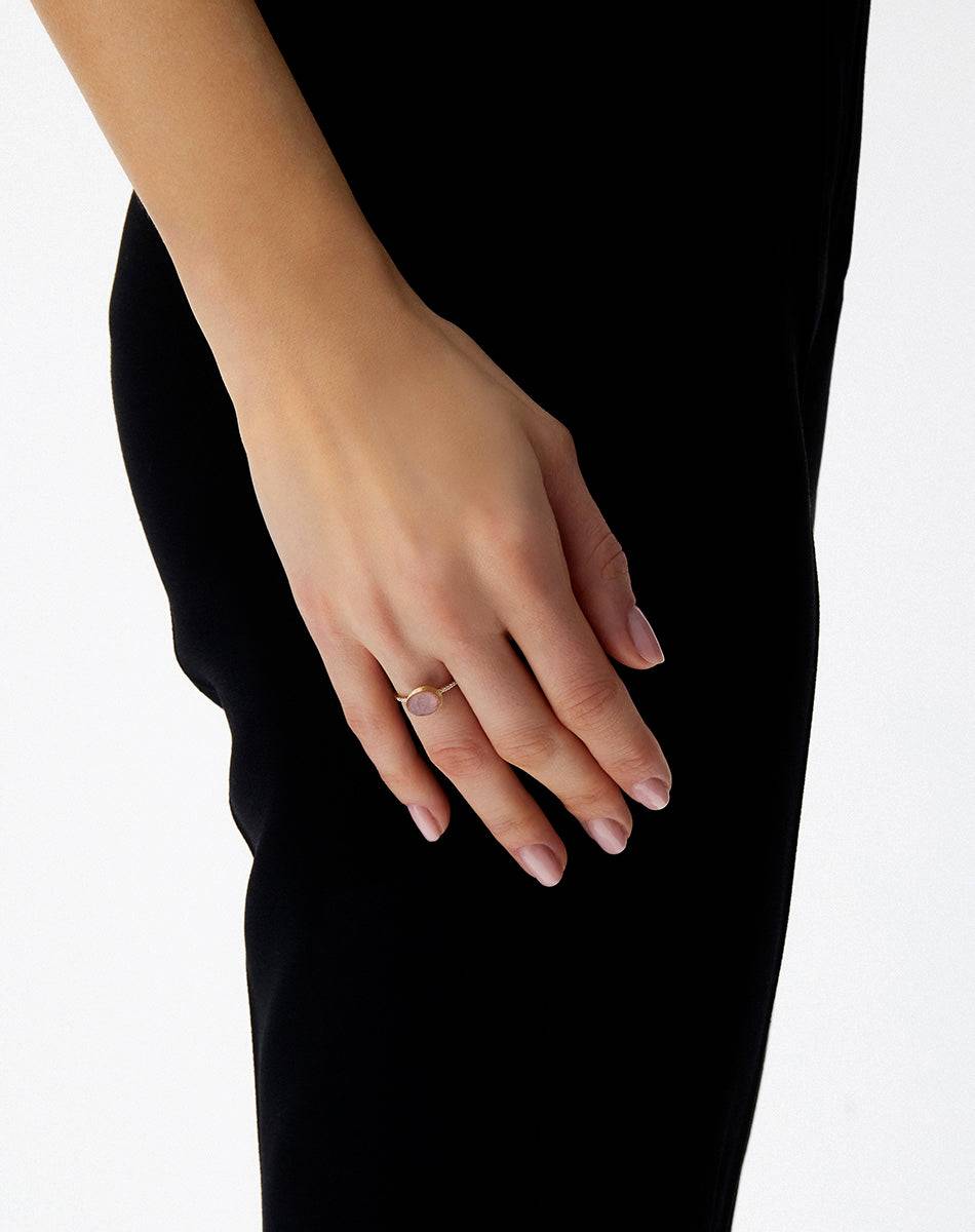 Nanis Anello Rosolio "Boules" In Oro Inciso, Diamanti, Cristallo Di Rocca, Q – Nanis Italian Jewels