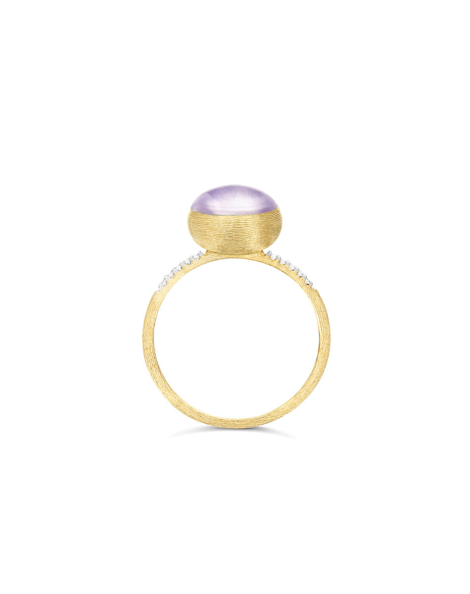 Nanis Anello Violetta "Boules" In Oro Inciso, Diamanti, Lepidolite E Madrepe – Nanis Italian Jewels