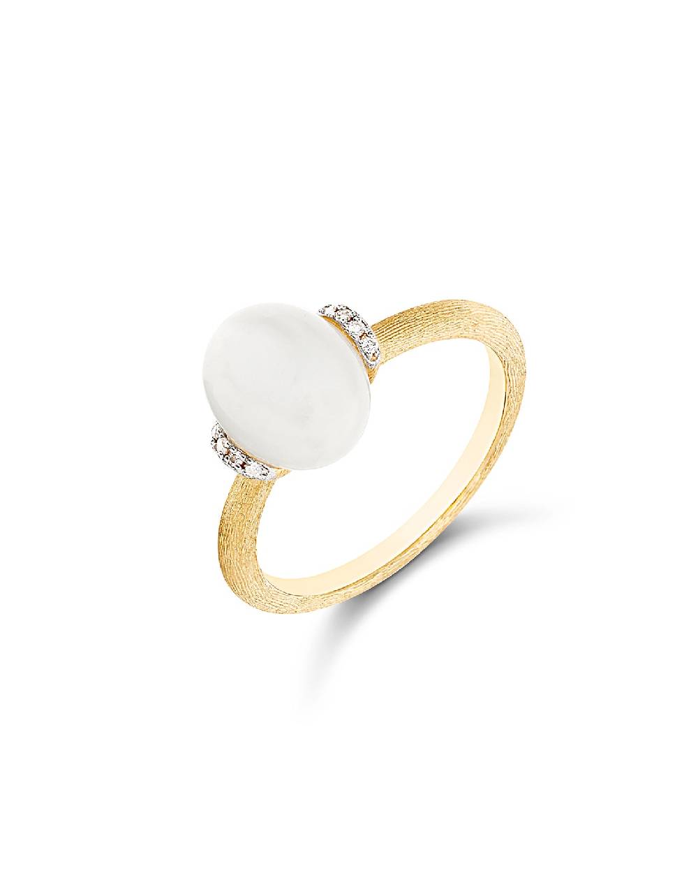 Nanis Anello "WHITE DESERT" in oro, diamanti e pietra di luna (piccolo) – Nanis Italian Jewels