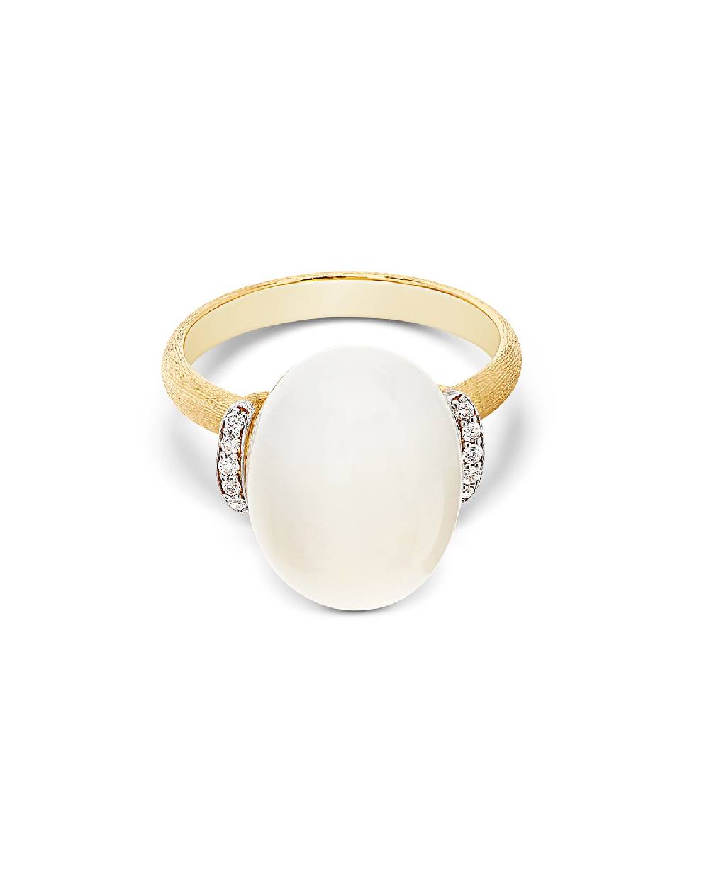 Nanis Anello "WHITE DESERT" In Oro, Diamanti E Pietra Di Luna (grande) – Nanis Italian Jewels