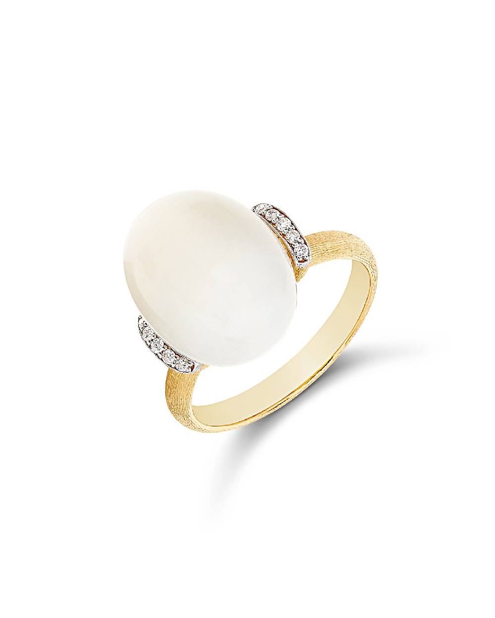 Nanis Anello "WHITE DESERT" in oro, diamanti e pietra di luna (grande) – Nanis Italian Jewels