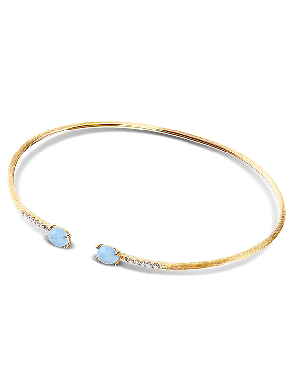 Nanis Bracciale A Schiava "DANCING AZURE" Inciso A Mano In Oro, Diamanti E A – Nanis Italian Jewels