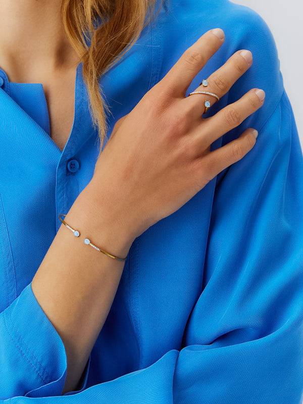 Nanis Bracciale A Schiava "DANCING AZURE" Inciso A Mano In Oro, Diamanti E A – Nanis Italian Jewels