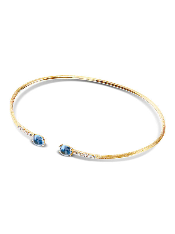 Nanis Bracciale A Schiava "DANCING AZURE" Inciso A Mano In Oro, Diamanti E T – Nanis Italian Jewels