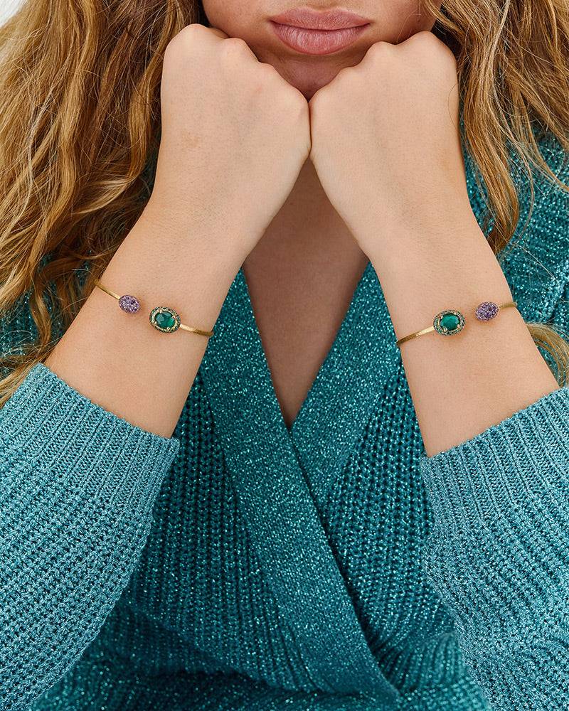 Nanis Bracciale A Schiava "DANCING REVERSE" In Oro, Diamanti, Tsavorite, Ame – Nanis Italian Jewels