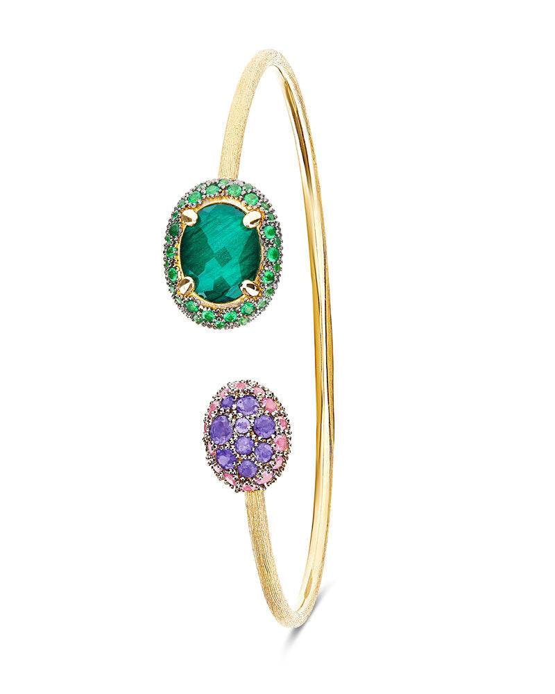 Nanis Bracciale a schiava "DANCING REVERSE" in oro, diamanti, tsavorite, ame – Nanis Italian Jewels