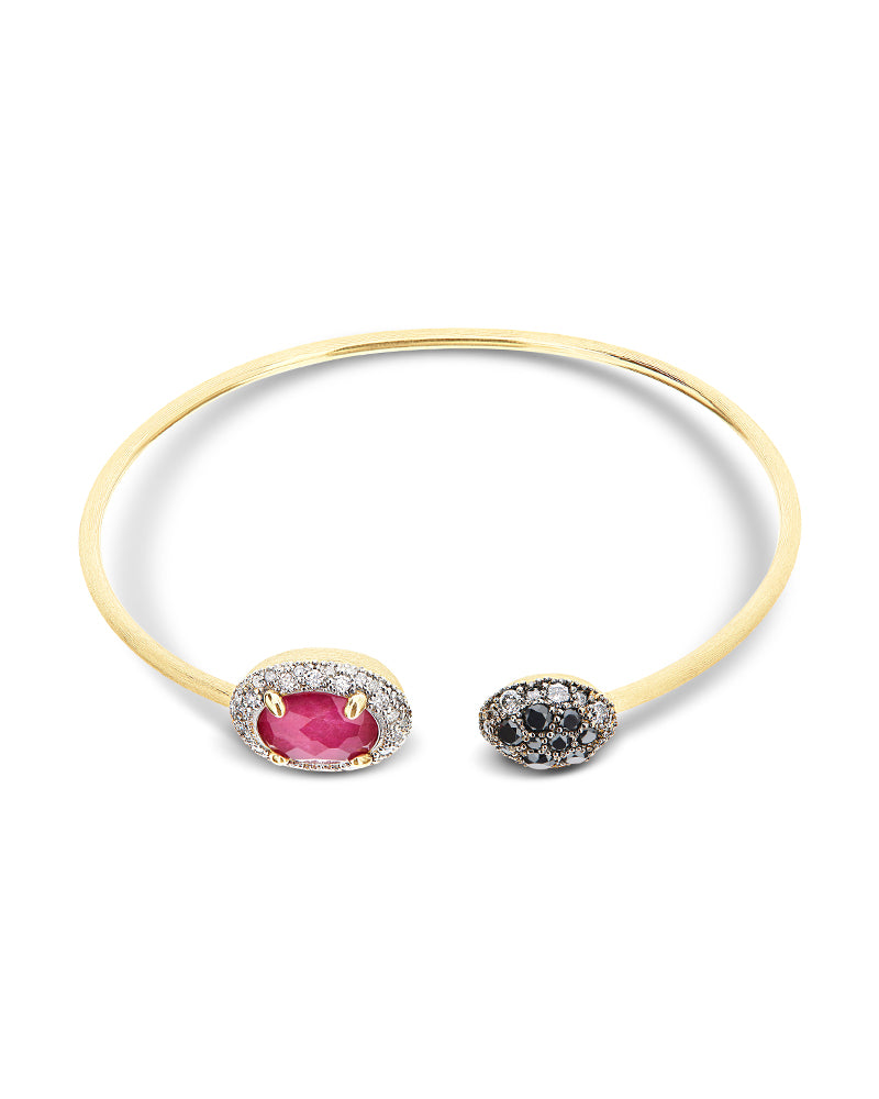 Nanis Bracciale A Schiava "DANCING REVERSE" In Oro, Rubini, Diamanti E Crist – Nanis Italian Jewels