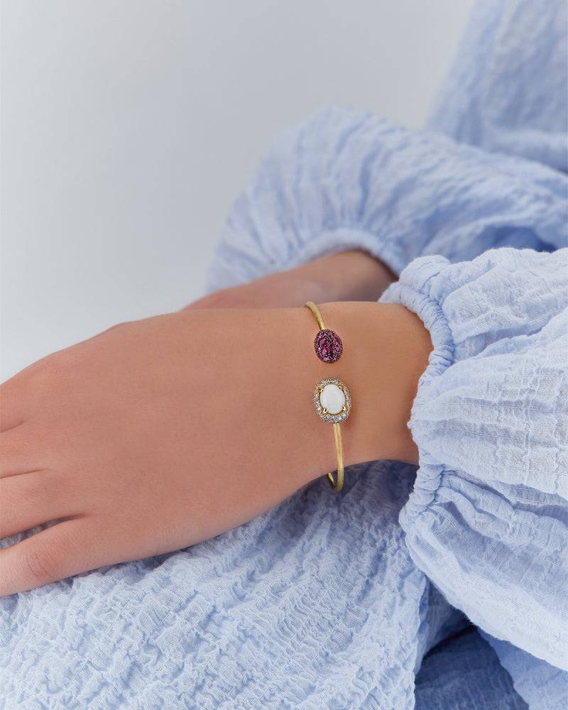 Nanis Bracciale A Schiava "DANCING REVERSE" In Oro, Zaffiri Rosa, Rubini, Op – Nanis Italian Jewels