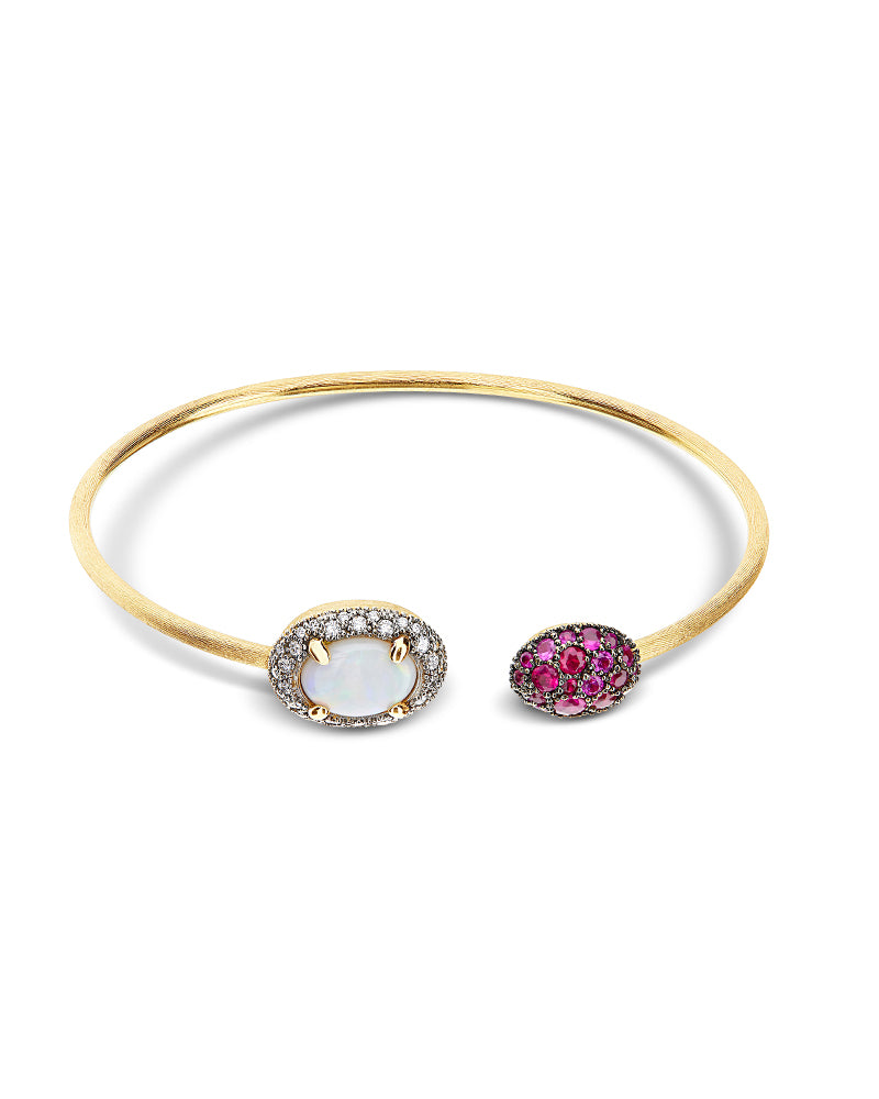 Nanis Bracciale A Schiava "DANCING REVERSE" In Oro, Zaffiri Rosa, Rubini, Op – Nanis Italian Jewels
