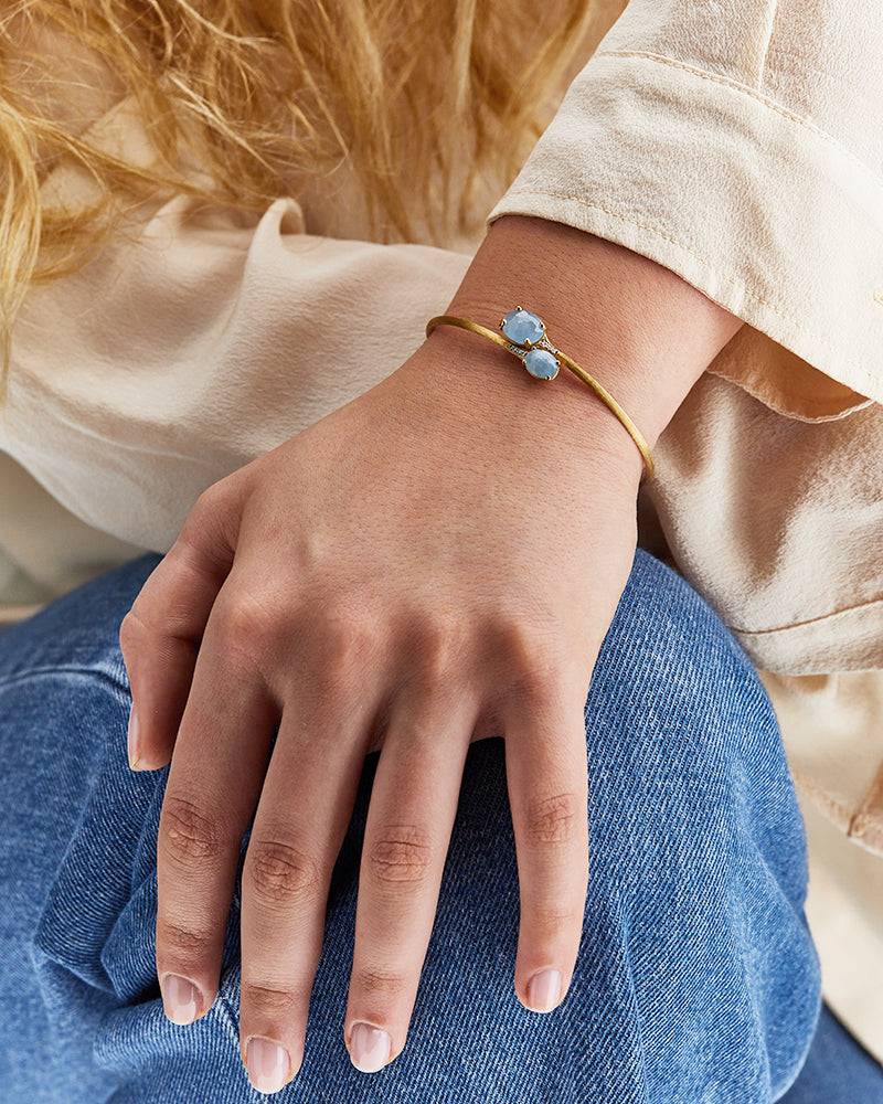 Nanis Bracciale A Schiava "IPANEMA" In Oro, Acquamarina E Diamanti – Nanis Italian Jewels