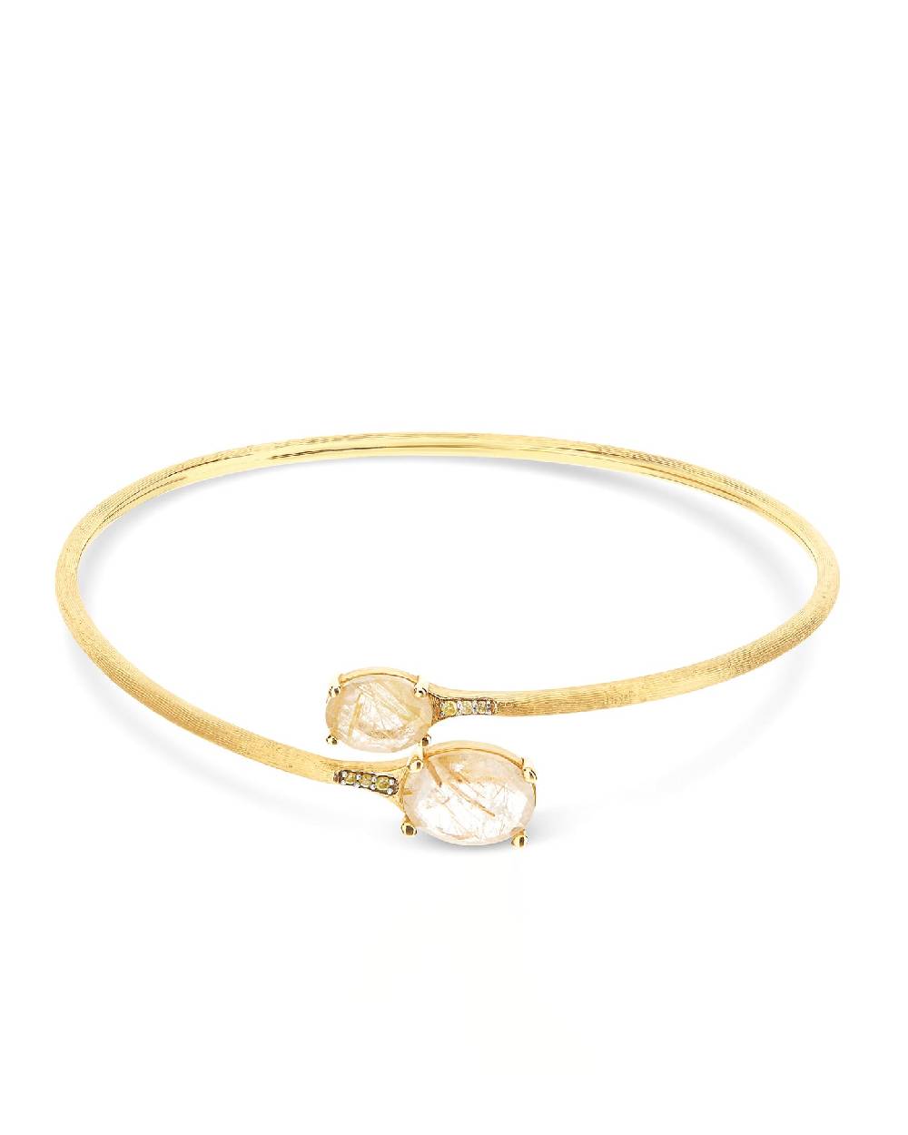 Nanis Bracciale A Schiava "IPANEMA" In Oro, Quarzo Rutilato Giallo E Diamant – Nanis Italian Jewels