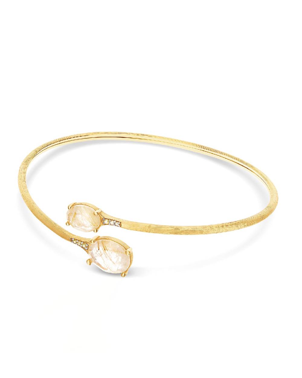 Nanis Bracciale a schiava "IPANEMA" in oro, quarzo rutilato giallo e diamant – Nanis Italian Jewels
