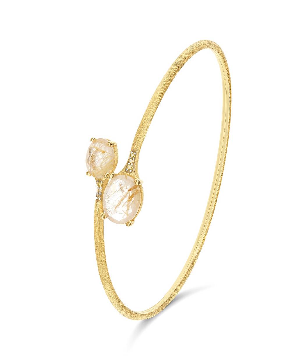 Nanis Bracciale A Schiava "IPANEMA" In Oro, Quarzo Rutilato Giallo E Diamant – Nanis Italian Jewels