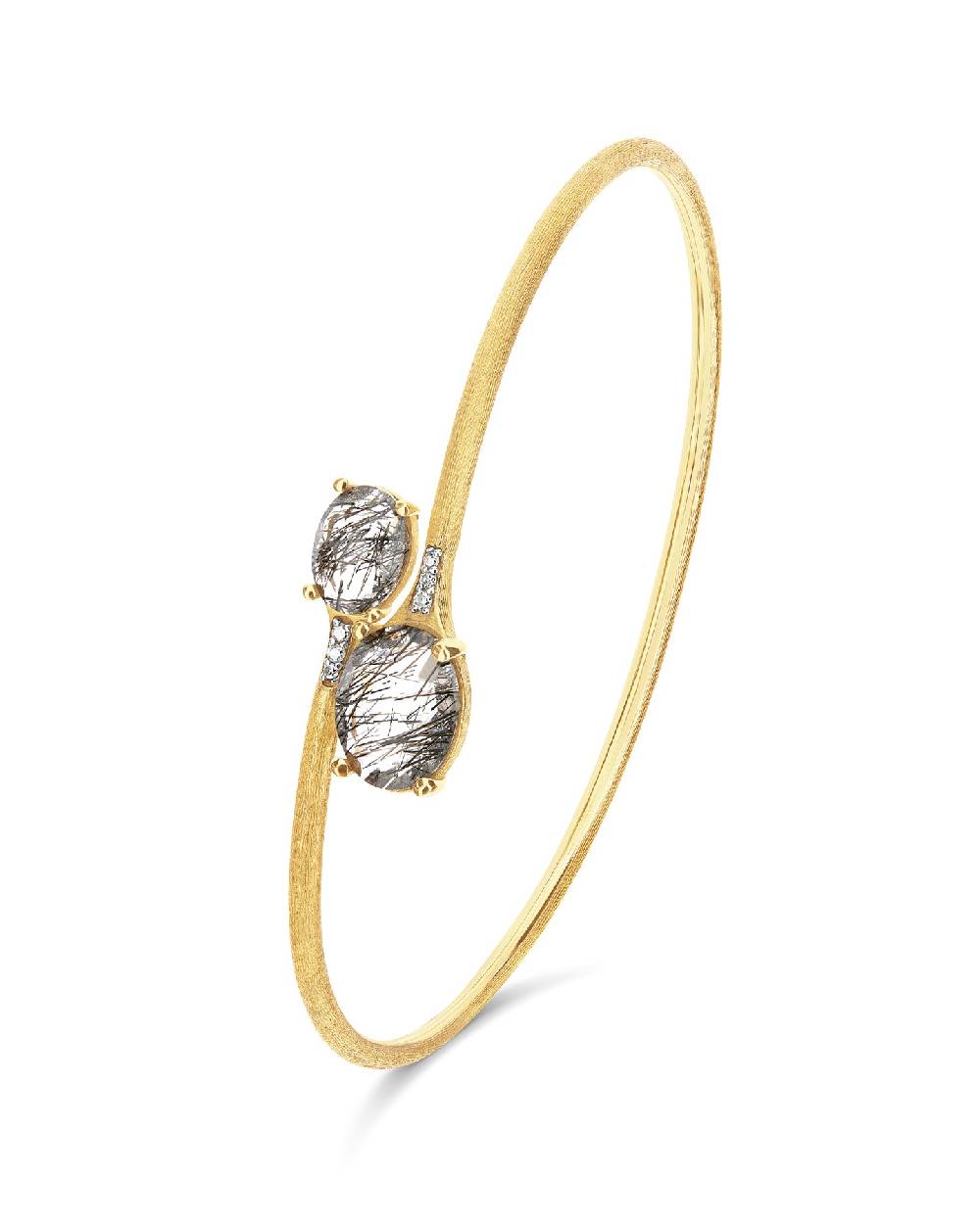 Nanis Bracciale A Schiava "IPANEMA" In Oro, Quarzo Rutilato Grigio E Diamant – Nanis Italian Jewels