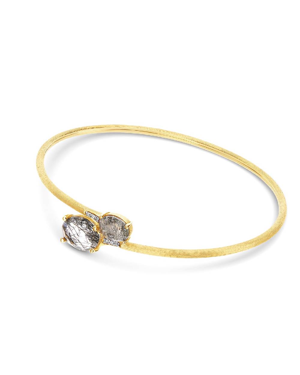 Nanis Bracciale a schiava "IPANEMA" in oro, quarzo rutilato grigio e diamant – Nanis Italian Jewels