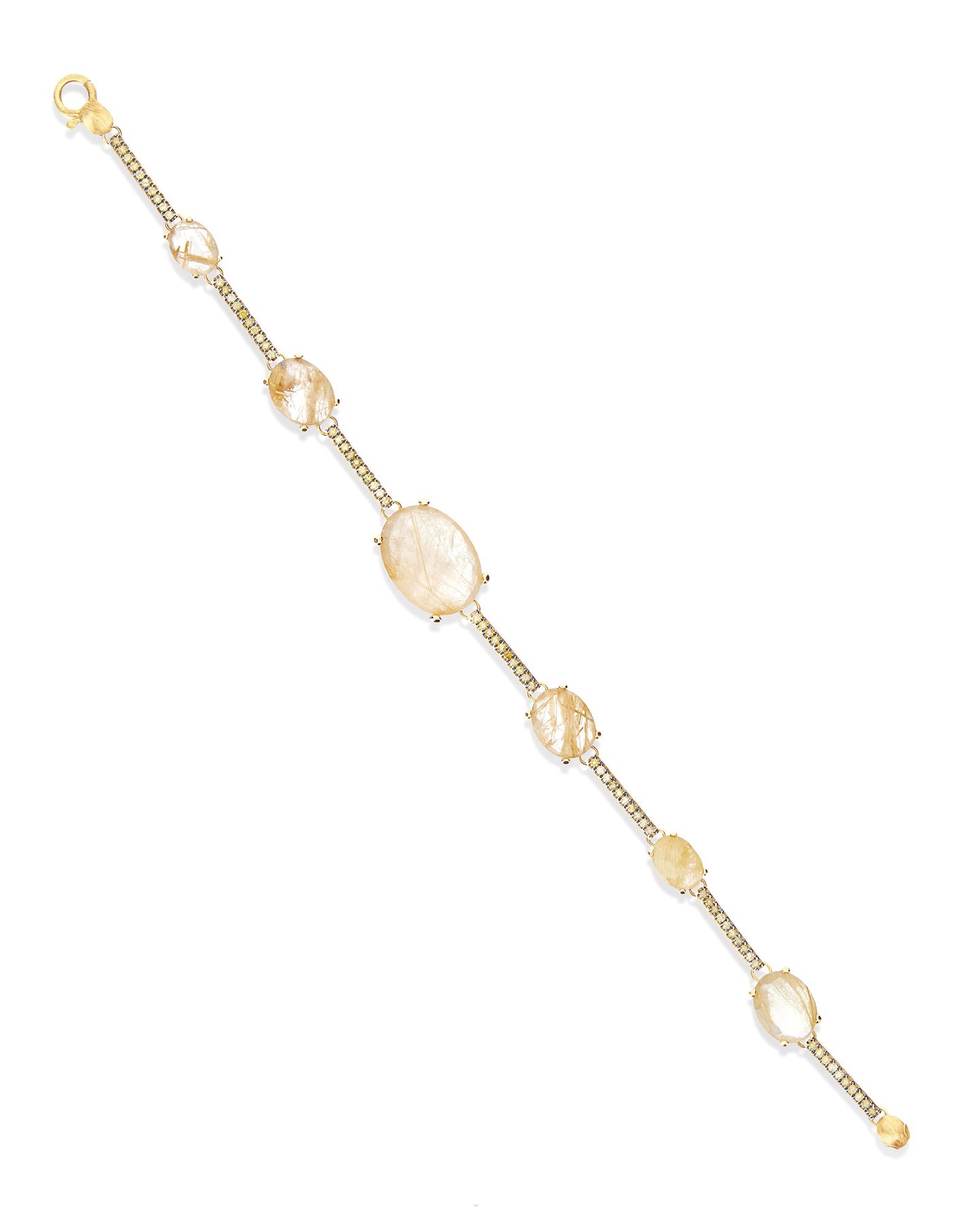 Nanis Bracciale "ARIA" In Oro, Quarzo Rutilato Giallo E Barrette Di Diamanti – Nanis Italian Jewels