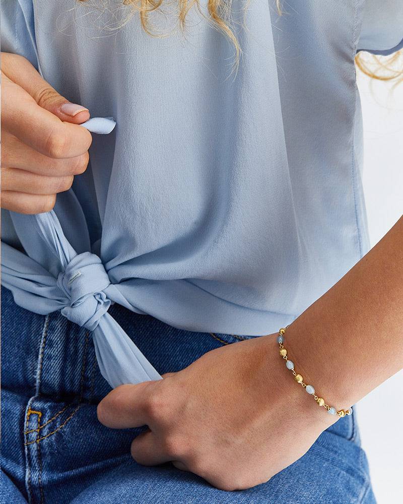 Nanis Bracciale "DANCING AZURE" Casual In Oro E Acquamarina – Nanis Italian Jewels