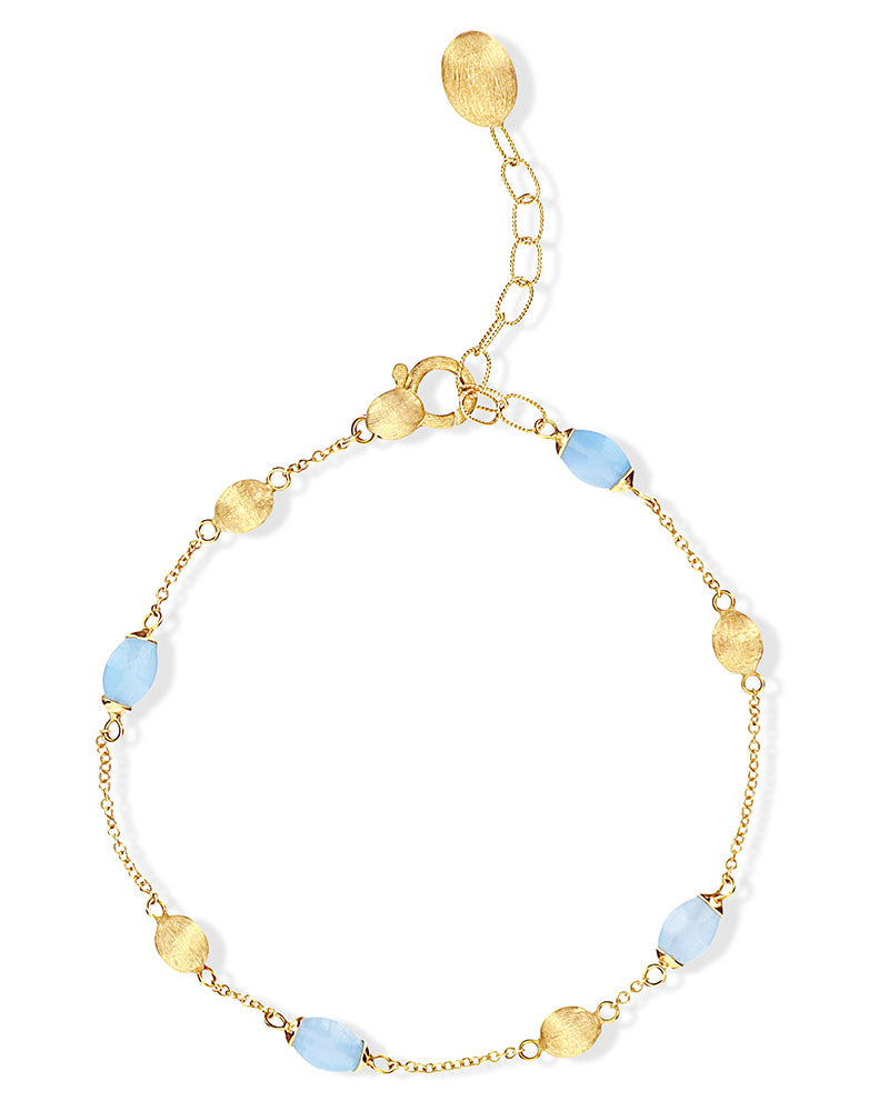 Nanis Bracciale "DANCING AZURE" minimale in oro e acquamarina – Nanis Italian Jewels