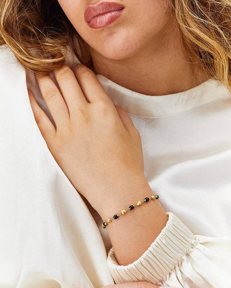 Nanis Bracciale "DANCING MYSTERY BLACK" Casual Con Boules In Oro E Onice Ner – Nanis Italian Jewels