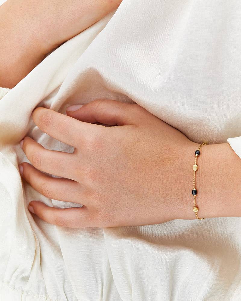 Nanis Bracciale "DANCING MYSTERY BLACK" Essenziale In Oro E Onice Nero – Nanis Italian Jewels