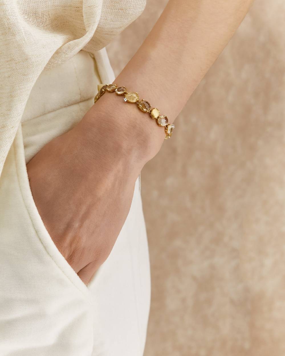 Nanis Bracciale "IPANEMA" In Oro, Quarzo Rutilato E Diamanti – Nanis Italian Jewels