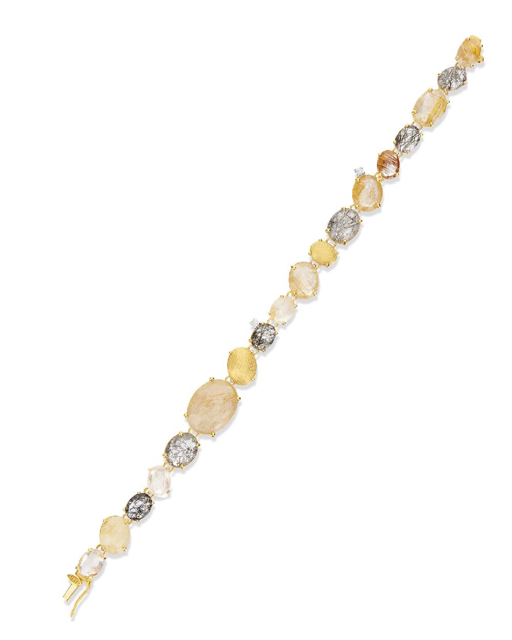 Nanis Bracciale "IPANEMA" In Oro, Quarzo Rutilato E Diamanti – Nanis Italian Jewels