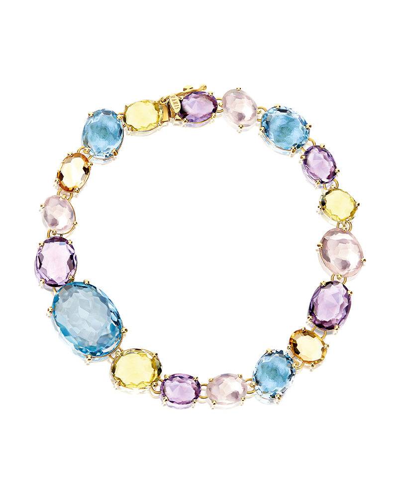 Nanis Bracciale "IPANEMA" in oro, topazio blu, ametista e quarzo – Nanis Italian Jewels