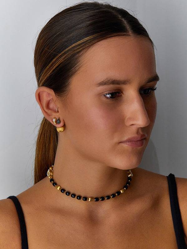 Nanis Bracciale IVY "MYSTERY BLACK" Con Boules In Onice Nero, Oro E Diamanti – Nanis Italian Jewels