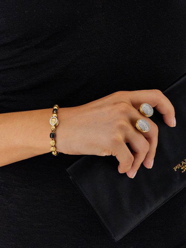 Nanis Bracciale IVY "MYSTERY BLACK" Con Boules In Oro, Diamanti E Onice Nero – Nanis Italian Jewels