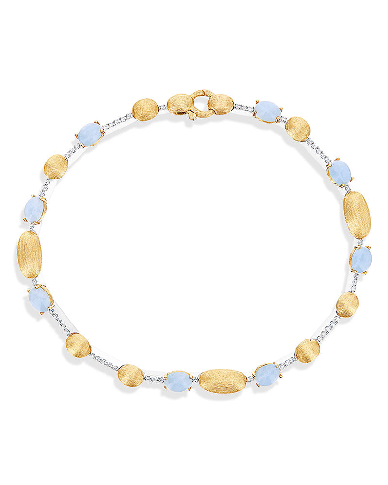 Nanis Bracciale tennis "DANCING AZURE" in oro, diamanti e acquamarina – Nanis Italian Jewels