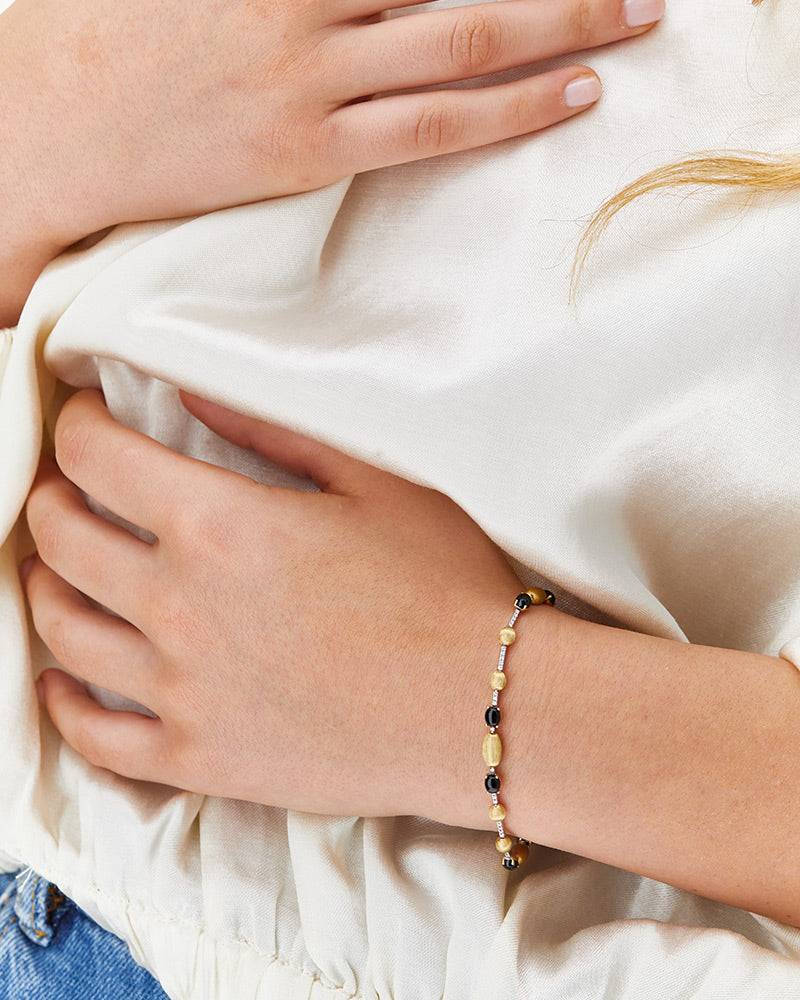 Nanis Bracciale Tennis "DANCING MYSTERY BLACK" In Oro, Diamanti E Onice Nero – Nanis Italian Jewels