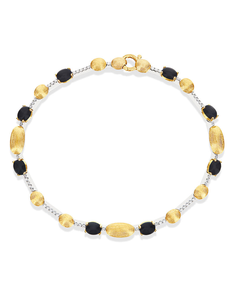 Nanis Bracciale tennis "DANCING MYSTERY BLACK" in oro, diamanti e onice nero – Nanis Italian Jewels