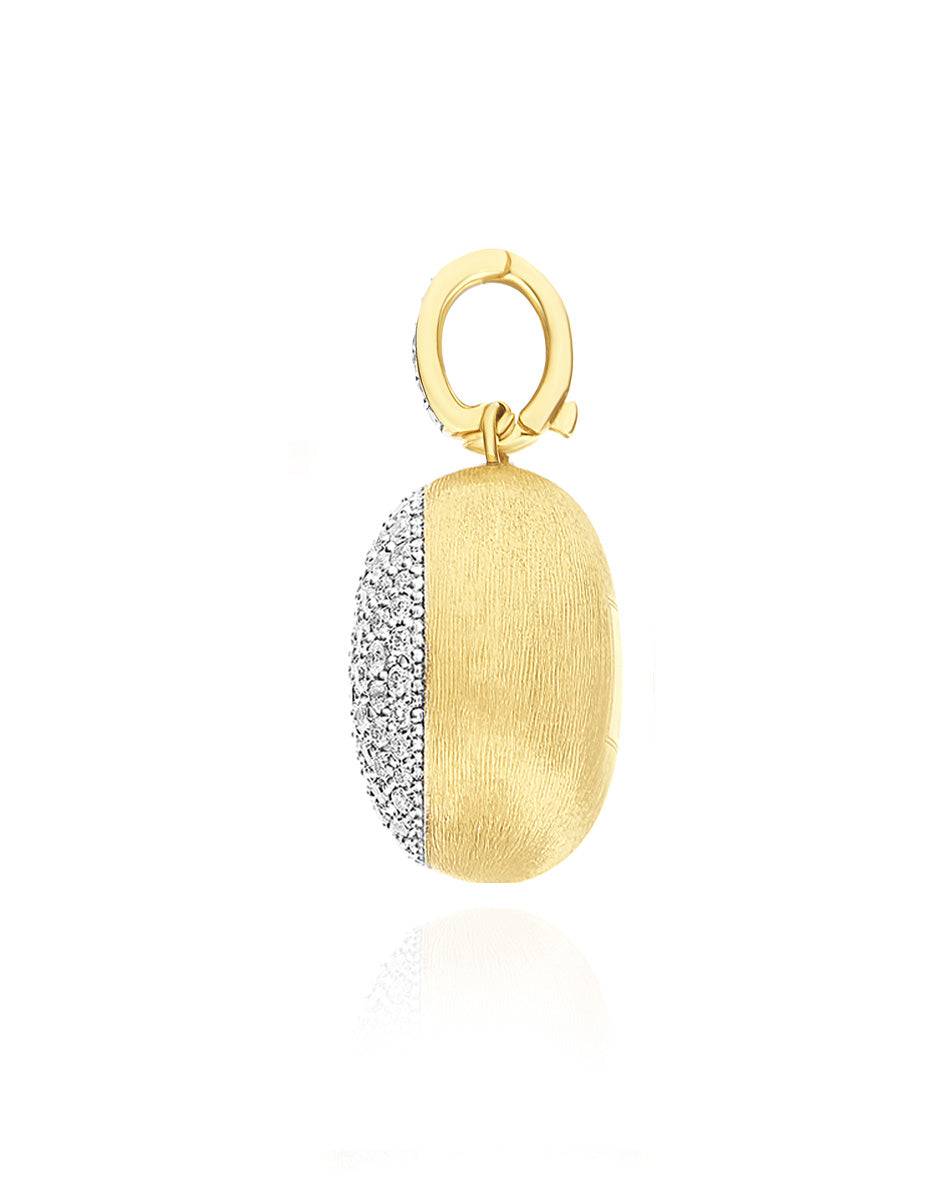 Nanis Charm "Boules" In Oro Inciso E Pavè Di Diamanti (grande) – Nanis Italian Jewels