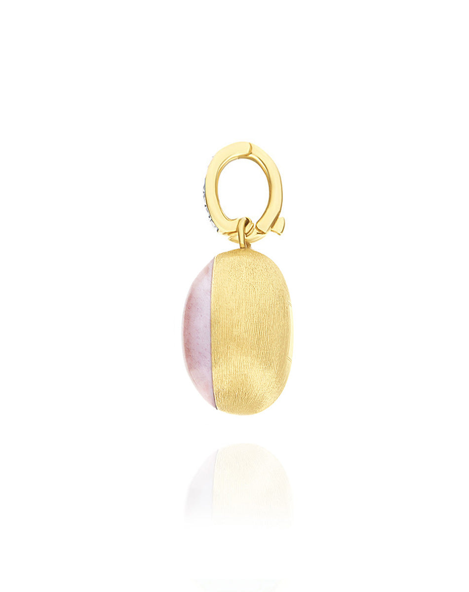 Nanis Charm Rosolio "Boules" In Oro Inciso, Diamanti, Cristallo Di Rocca, Qu – Nanis Italian Jewels
