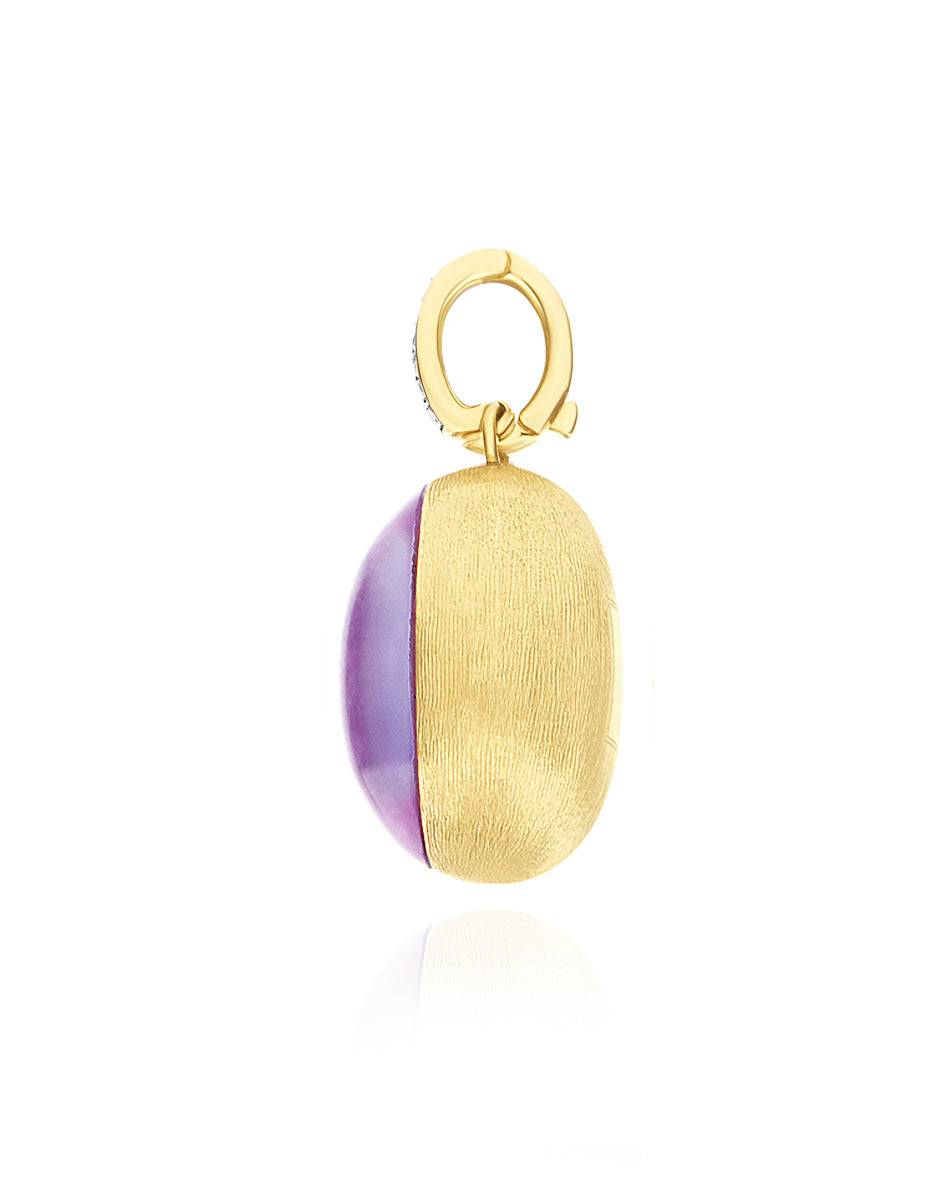 Nanis Charm Violetta "Boules" In Oro Inciso, Diamanti, Lepidolite E Madreper – Nanis Italian Jewels