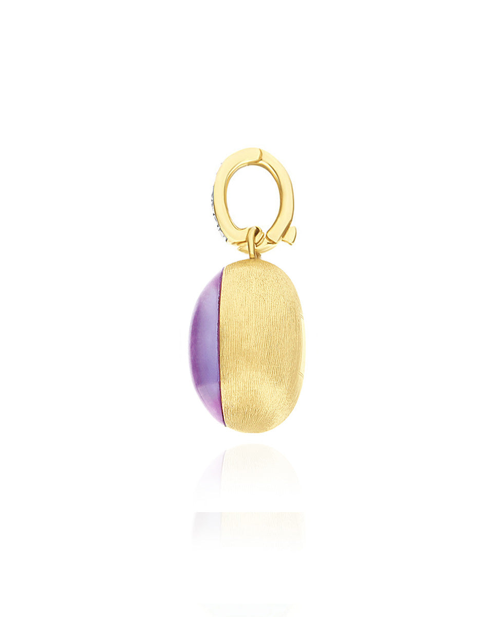 Nanis Charm Violetta "Boules" In Oro Inciso, Diamanti, Lepidolite E Madreper – Nanis Italian Jewels