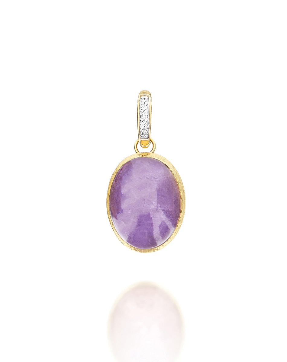 Nanis Charm Violetta "Boules" in oro inciso, diamanti, lepidolite e madreper – Nanis Italian Jewels