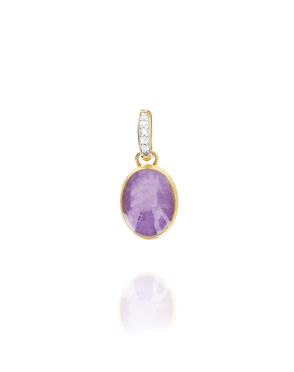 Nanis Charm Violetta "Boules" in oro inciso, diamanti, lepidolite e madreper – Nanis Italian Jewels
