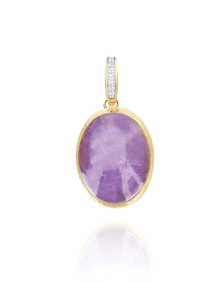 Nanis Charm Violetta "Boules" in oro inciso, diamanti, lepidolite e madreper – Nanis Italian Jewels