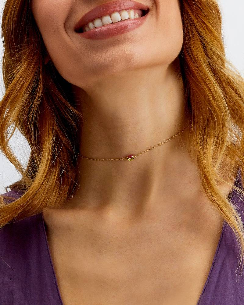 Nanis Choker Cabochon "DANCING TOURMALINES" In Oro E Doppia Tormalina Colora – Nanis Italian Jewels