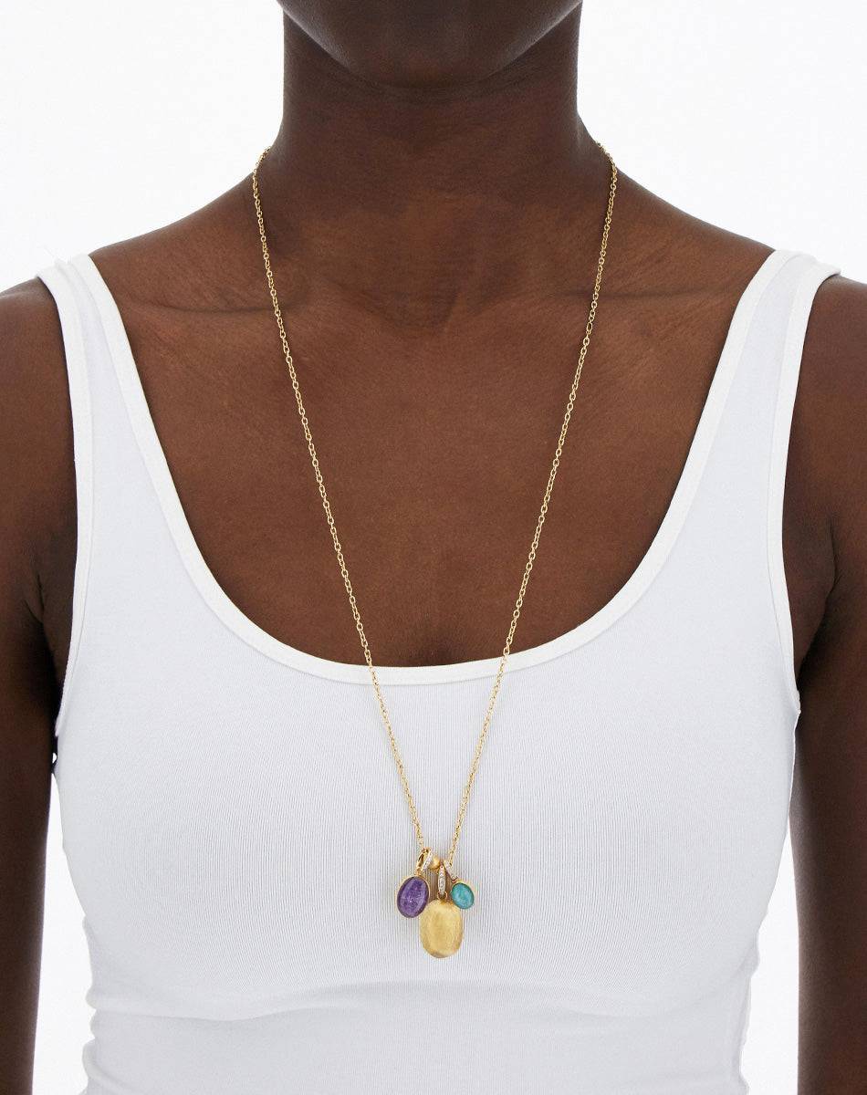 Nanis Collana A Catena Con Charms Pendenti "boules" In Oro Inciso, Diamanti – Nanis Italian Jewels